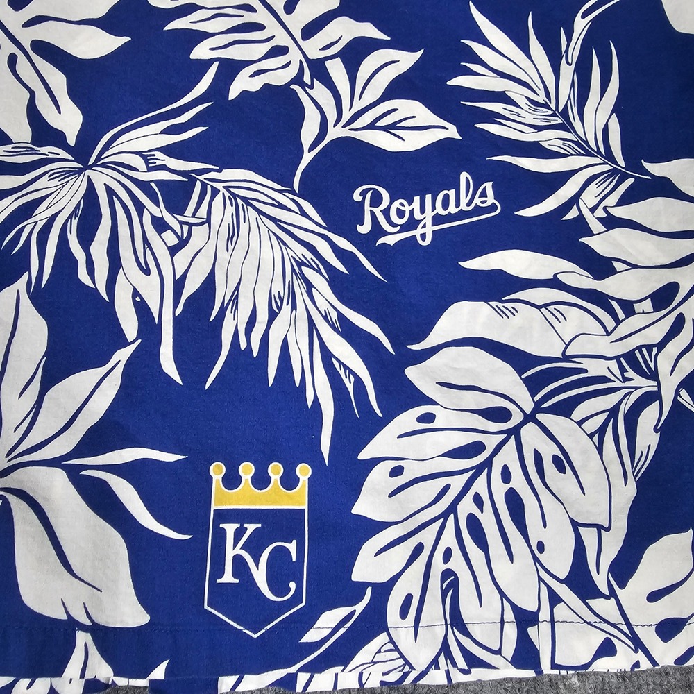 Reyn Spooner MLB Kansas City Royals Hawaiian Shirt Mens XL Blue Floral Cotton - Picture 9 of 10
